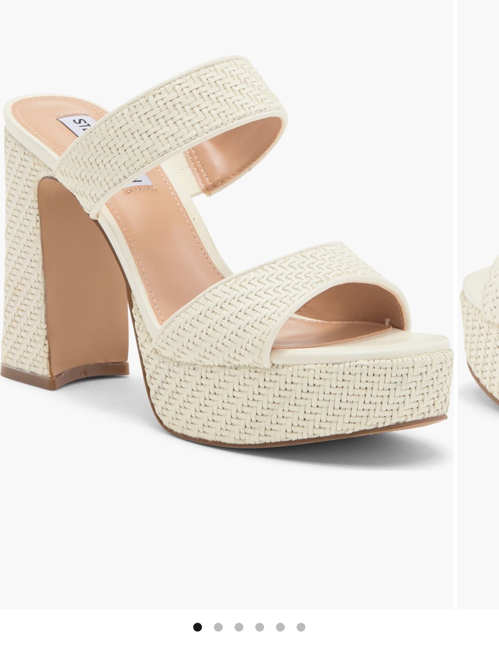 Steve Madden Woven Platform Slide Sandals in Cream